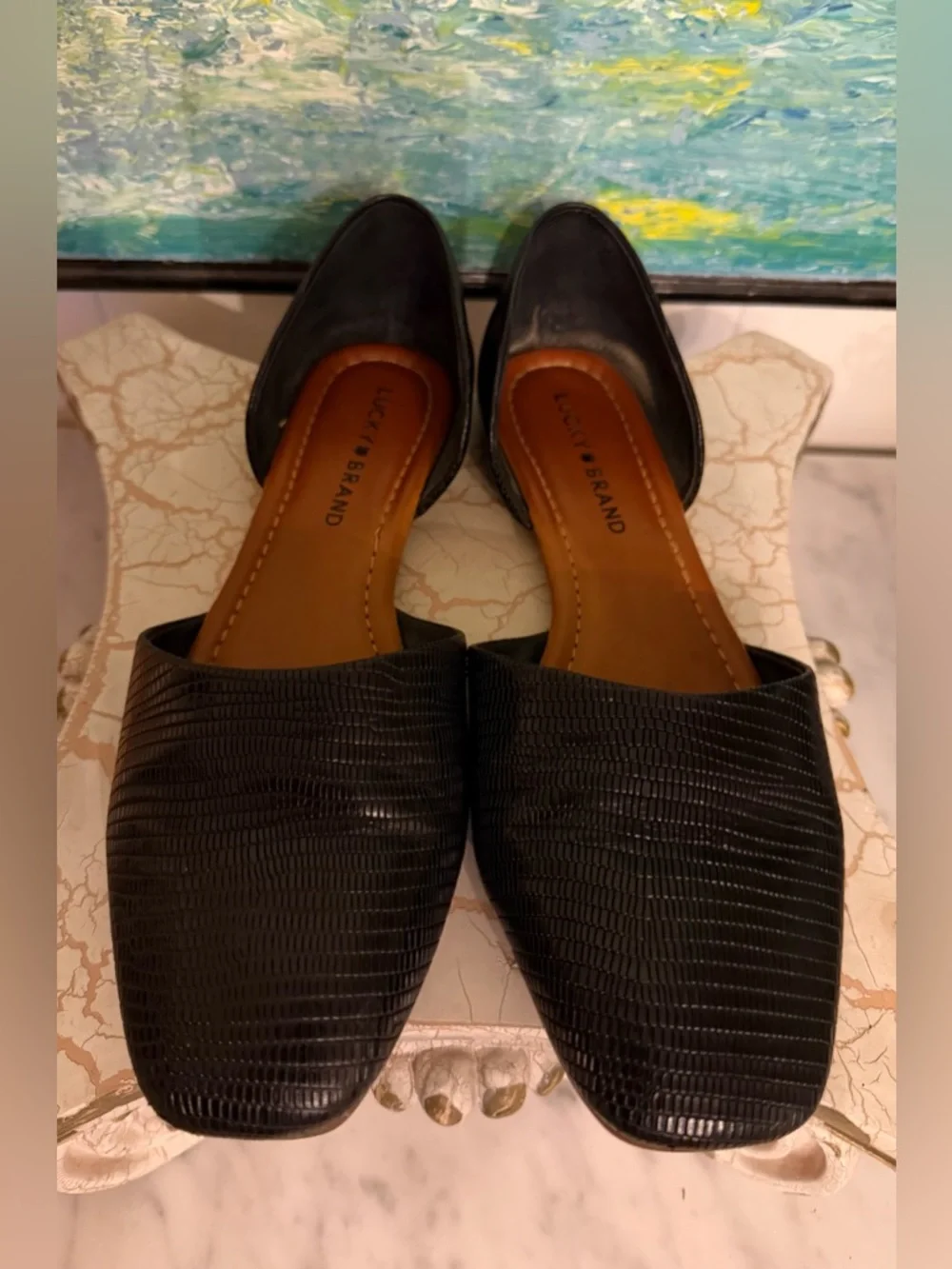 Lucky Brand Women's Black Textured D'Orsay Flats